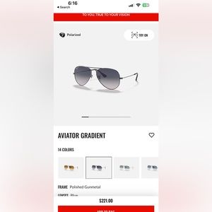 Ray-ban large gunmetal aviator sunglasses